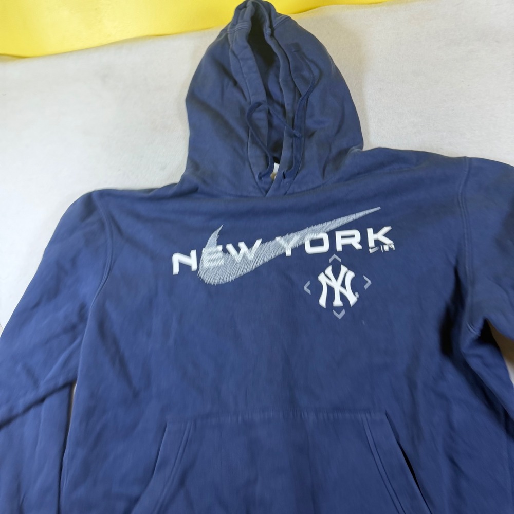 Nike New York Yankees Mens Navy Blue Pullover Hoodie Logo Graphic Large